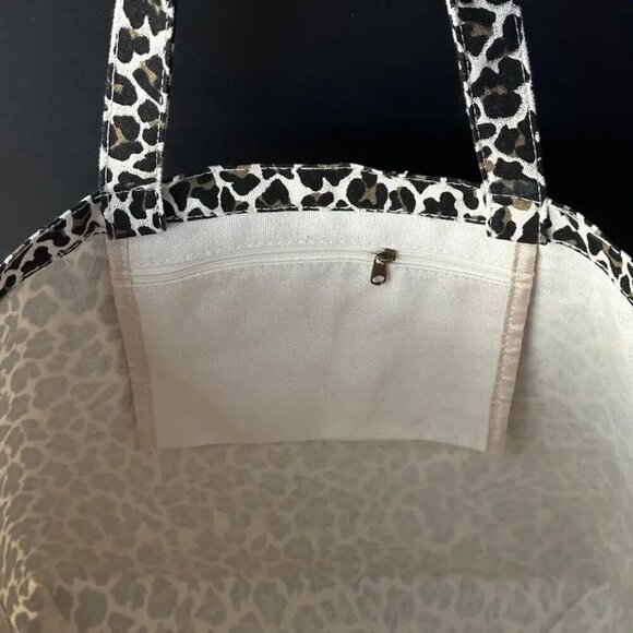 Leopard Print Large Canvas Tote Bag - Picture 3 of 4